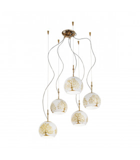 Luna Glass Cluster Pendant Ceiling Light 5 Light 24 Carat Gold-1