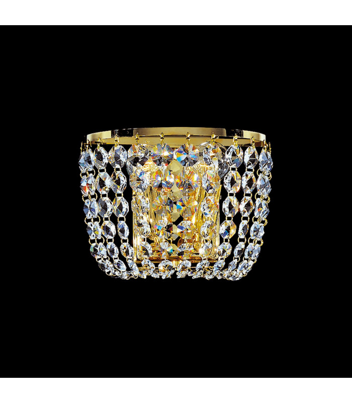 Schönbrunn Crystal Glass & Crystal Wall Lamp 2 Light 24 Carat Gold-1