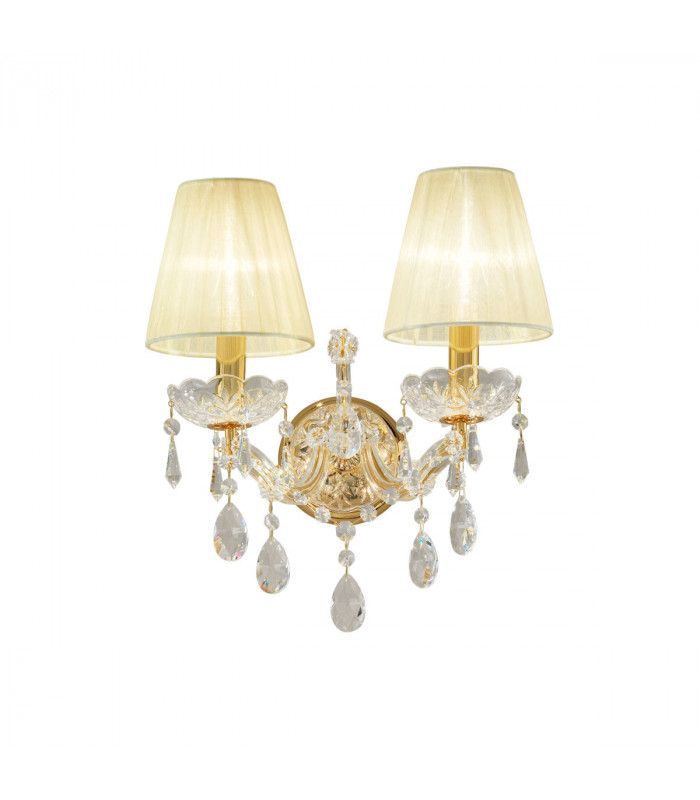 Schönbrunn Crystal Candle Wall Lamp 2 Light 24 Carat Gold-1