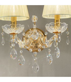 Schönbrunn Crystal Candle Wall Lamp 2 Light 24 Carat Gold-2