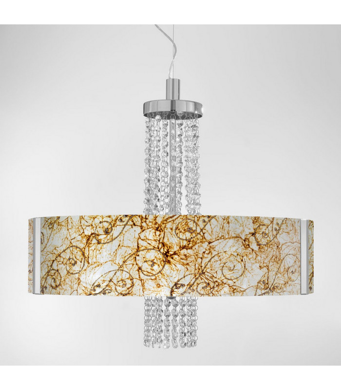 Emozione Glass Cylindrical Pendant Ceiling Light 6 Light Chrome-2