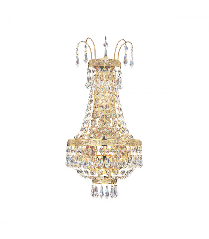 Empire Crystal Glass & Crystal Wall Lamp 3 Light 24 Carat Gold-1