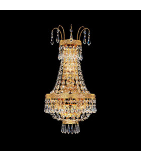 Empire Crystal Glass & Crystal Wall Lamp 3 Light 24 Carat Gold-2