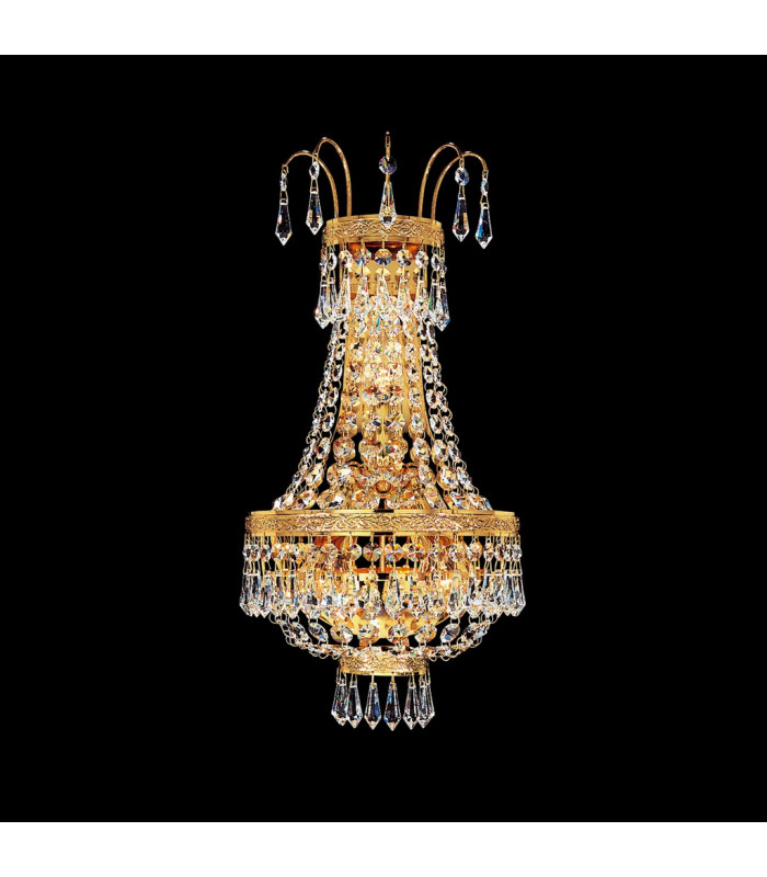 Empire Crystal Glass & Crystal Wall Lamp 3 Light 24 Carat Gold-2