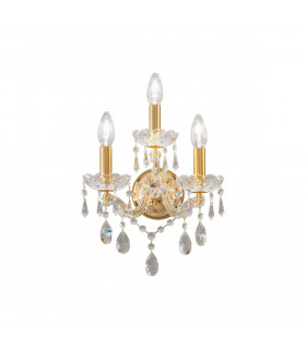 Schönbrunn Crystal Candle Wall Lamp 3 Light 24 Carat Gold-1