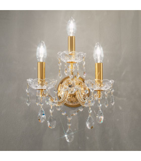 Schönbrunn Crystal Candle Wall Lamp 3 Light 24 Carat Gold-2