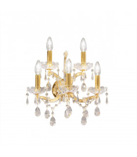 Schönbrunn Crystal Candle Wall Lamp 5 Light 24 Carat Gold-1