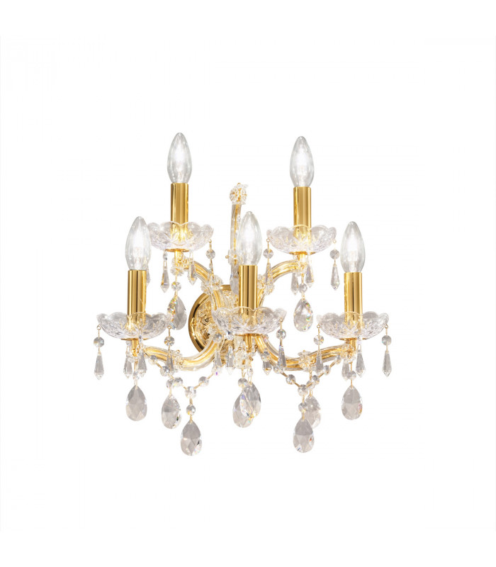 Schönbrunn Crystal Candle Wall Lamp 5 Light 24 Carat Gold-1