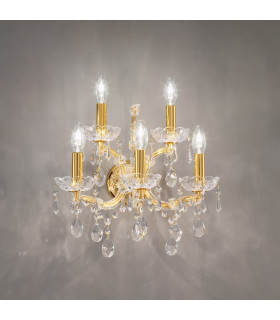 Schönbrunn Crystal Candle Wall Lamp 5 Light 24 Carat Gold-2