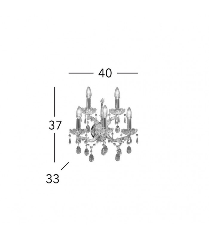 Schönbrunn Crystal Candle Wall Lamp 5 Light 24 Carat Gold-3