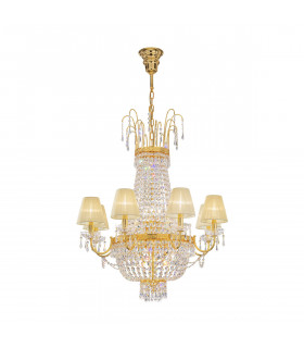 Empire Crystal Multi Arm Chandeliers With Shades 16 Light 24 Carat Gold-1