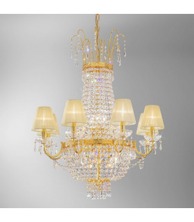 Empire Crystal Multi Arm Chandeliers With Shades 16 Light 24 Carat Gold-2