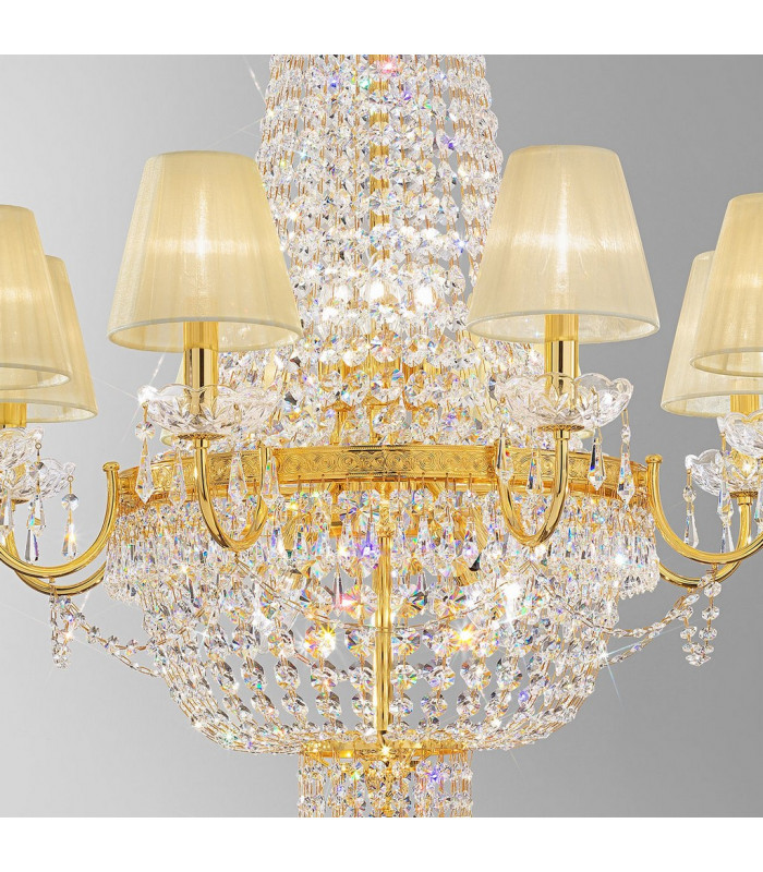 Empire Crystal Multi Arm Chandeliers With Shades 16 Light 24 Carat Gold-3