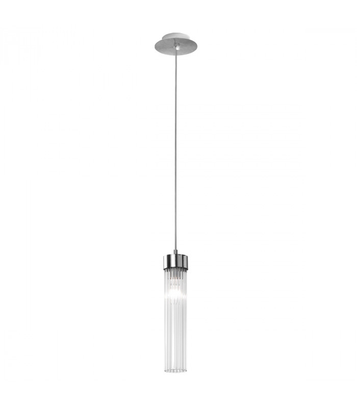 Raggio Glass Slim Pendant Ceiling Light Silver Leaf-1