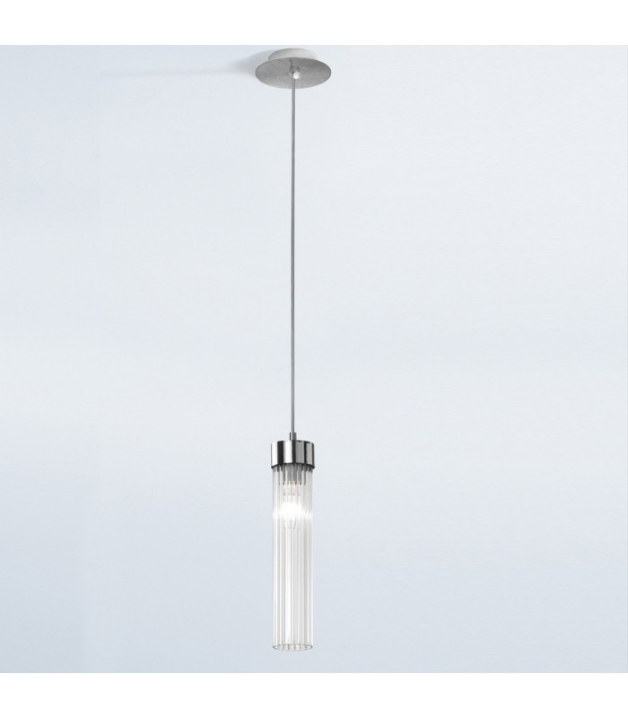 Raggio Glass Slim Pendant Ceiling Light Silver Leaf-2