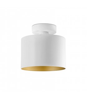 1 Light Semi Flush Ceiling Light White, Gold, E27 - 1