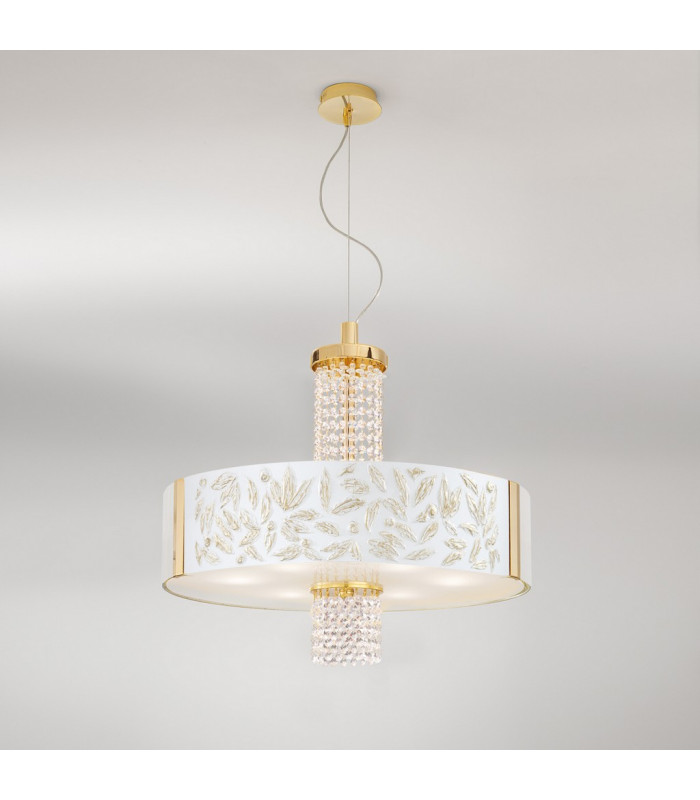 Emozione Glass Cylindrical Pendant Ceiling Light 6 Light 24 Carat Gold-2
