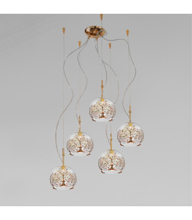 Luna Glass Cluster Pendant Ceiling Light 5 Light 24 Carat Gold-2