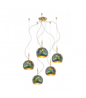 Luna Glass Cluster Pendant Ceiling Light 5 Light 24 Carat Gold-1