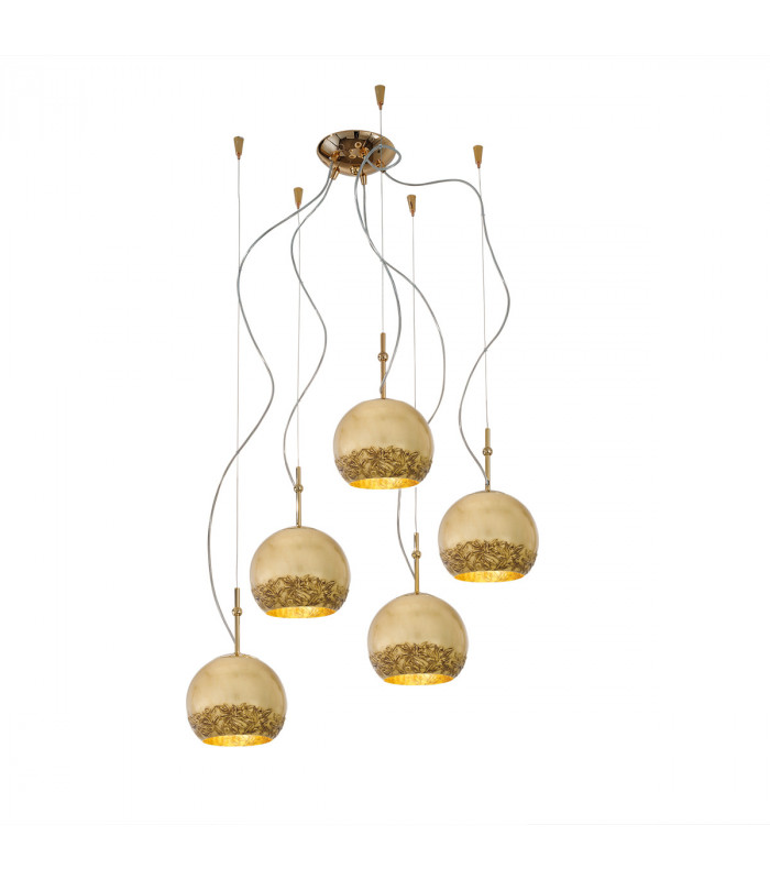 Luna Glass Cluster Pendant Ceiling Light 5 Light 24 Carat Gold-1