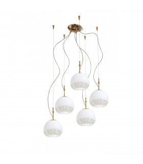 Luna Glass Cluster Pendant Ceiling Light 5 Light 24 Carat Gold-1