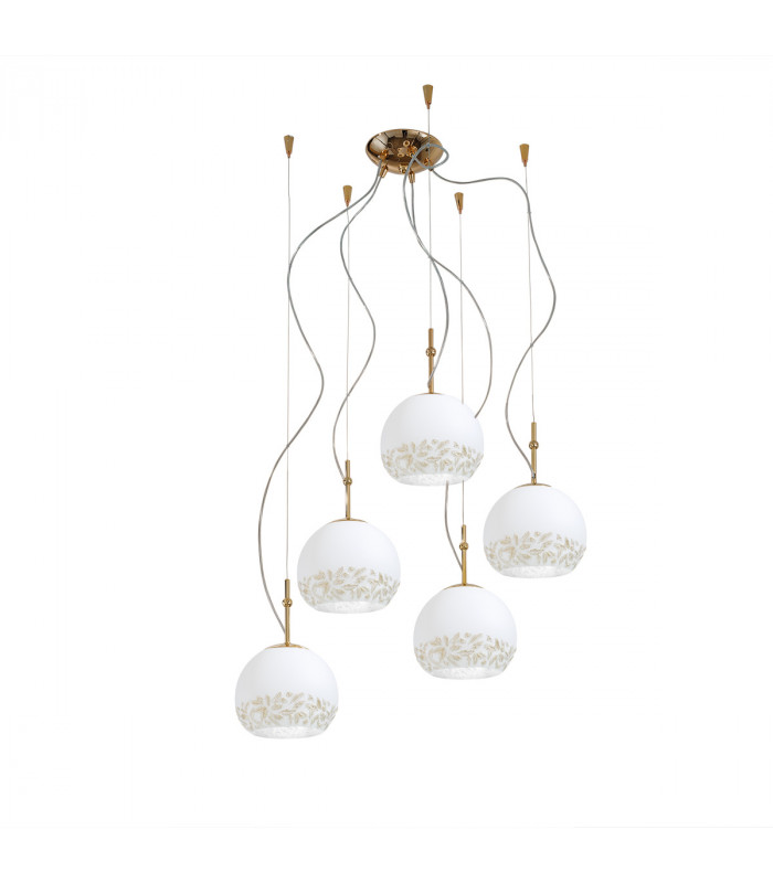 Luna Glass Cluster Pendant Ceiling Light 5 Light 24 Carat Gold-1