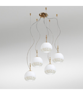 Luna Glass Cluster Pendant Ceiling Light 5 Light 24 Carat Gold-2