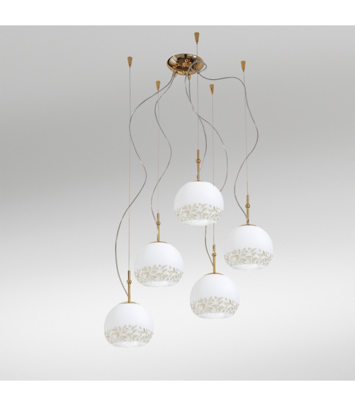 Luna Glass Cluster Pendant Ceiling Light 5 Light 24 Carat Gold-2