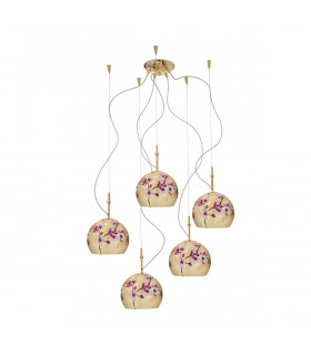 Luna Glass Cluster Pendant Ceiling Light 5 Light 24 Carat Gold-1