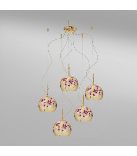 Luna Glass Cluster Pendant Ceiling Light 5 Light 24 Carat Gold-2
