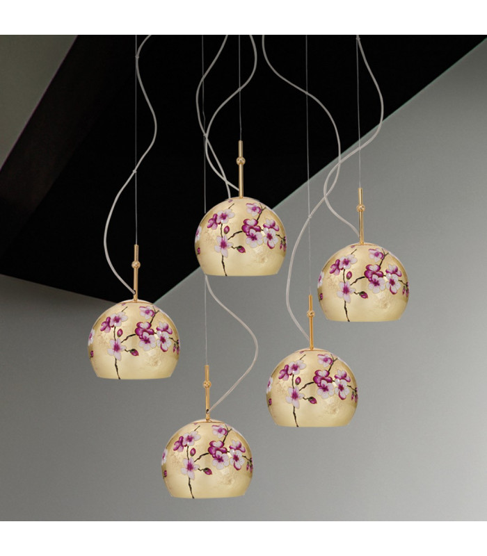 Luna Glass Cluster Pendant Ceiling Light 5 Light 24 Carat Gold-3