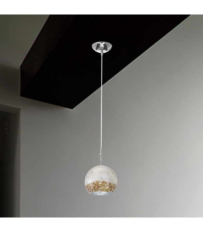 Luna Glass Dome Pendant Ceiling Light Chrome-3