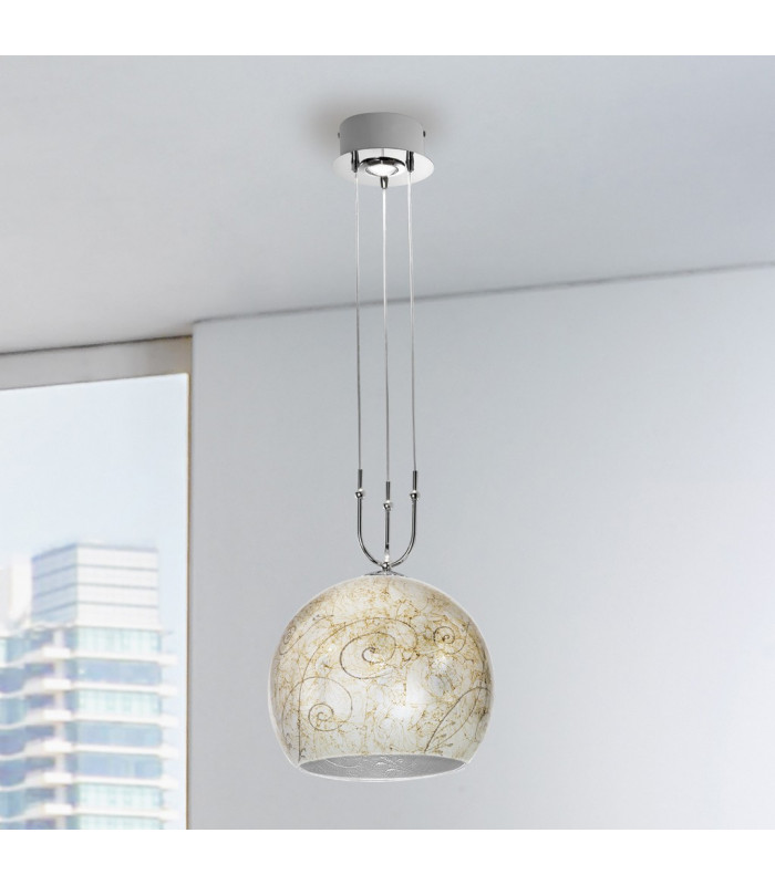 Luna Glass Dome Pendant Ceiling Light 2 Light Chrome-3