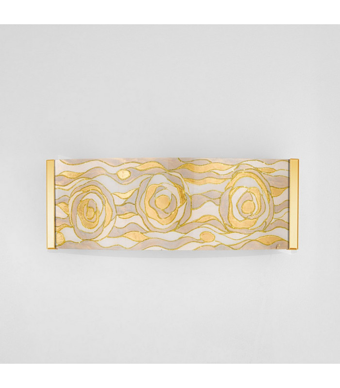 Emozione Glass Flush Wall Lamp 2 Light 24 Carat Gold-2