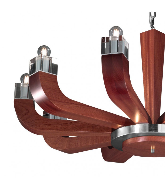 Riviera Glass Multi Arm Pendant Ceiling Light 10 Light Mahagoni-3
