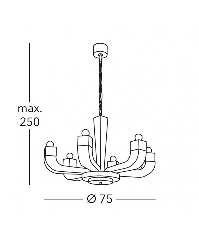 Riviera Multi Arm Pendant Ceiling Light 6 Light-4