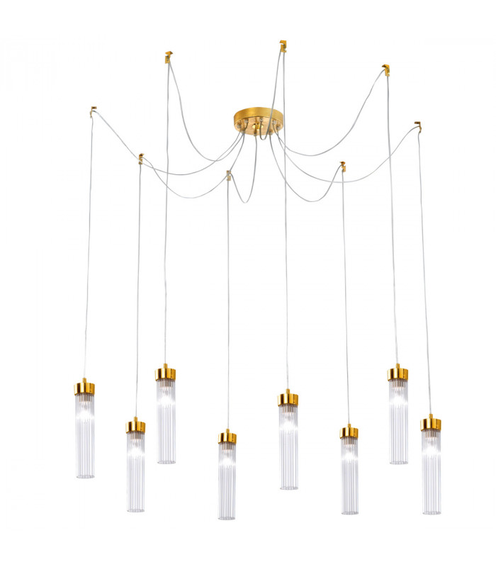 Raggio Glass Cluster Pendant Ceiling Light 8 Light Gold Leaf-1