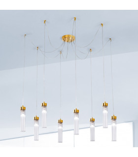 Raggio Glass Cluster Pendant Ceiling Light 8 Light Gold Leaf-2