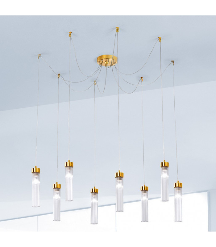 Raggio Glass Cluster Pendant Ceiling Light 8 Light Gold Leaf-2