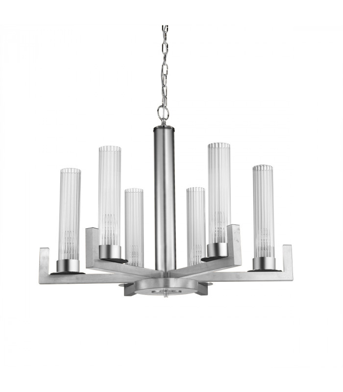 Raggio Multi Arm Pendant Ceiling Light 6 Light Silver Leaf-1