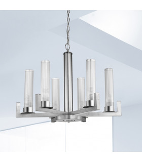 Raggio Multi Arm Pendant Ceiling Light 6 Light Silver Leaf-2