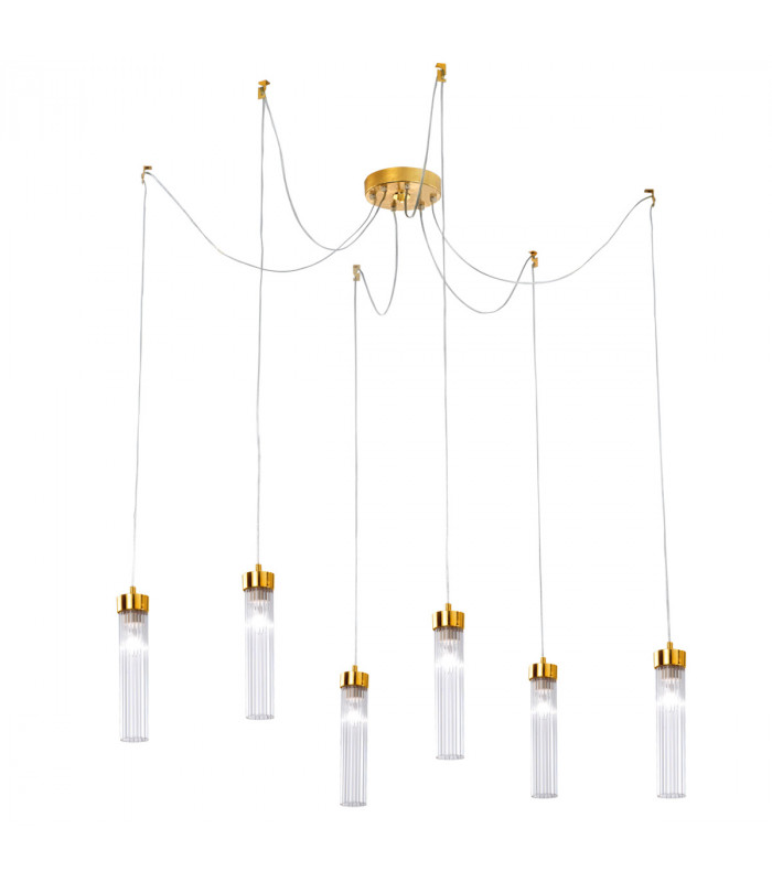 Raggio Cluster Pendant Ceiling Light 6 Light Gold Leaf-1
