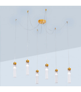 Raggio Cluster Pendant Ceiling Light 6 Light Gold Leaf-2