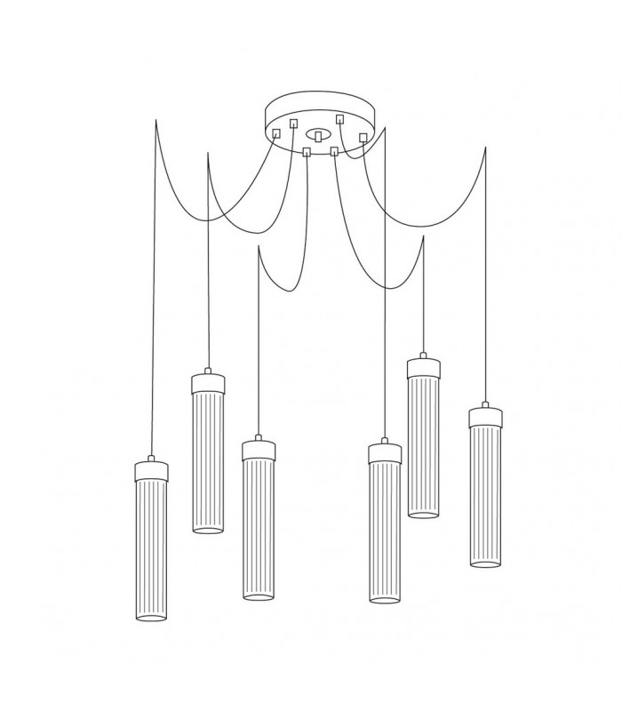 Raggio Cluster Pendant Ceiling Light 6 Light Gold Leaf-3