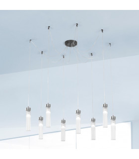 Raggio Cluster Pendant Ceiling Light 8 Light Brunito Brushed-2
