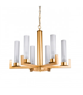 Raggio Glass Multi Arm Pendant Ceiling Light 6 Light Gold Leaf-1