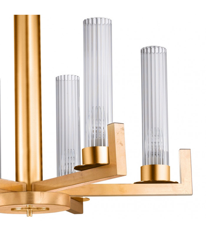 Raggio Glass Multi Arm Pendant Ceiling Light 6 Light Gold Leaf-3