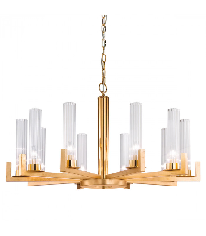Raggio Glass Multi Arm Pendant Ceiling Light 10 Light Gold Leaf-1