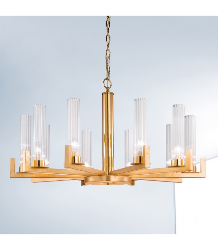 Raggio Glass Multi Arm Pendant Ceiling Light 10 Light Gold Leaf-2