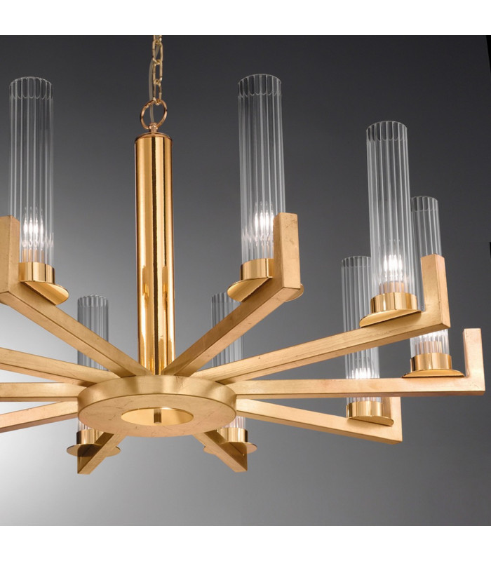 Raggio Glass Multi Arm Pendant Ceiling Light 10 Light Gold Leaf-3
